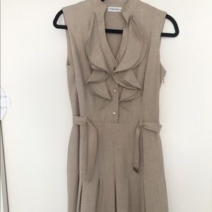 Calvin Klein belted ruffle dress size 6